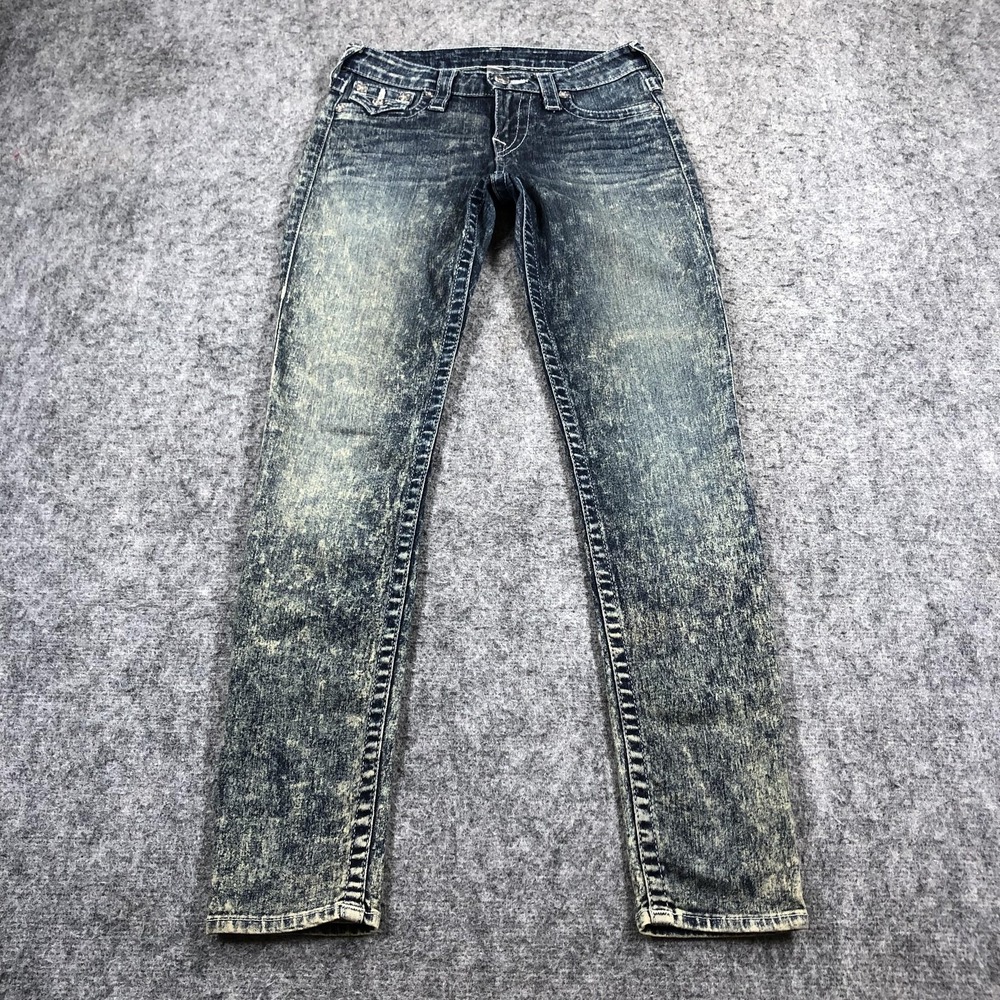 True Religion Jegging Jeans Womens 26 Blue Acid Wash Low Rise Slim Stretch Denim